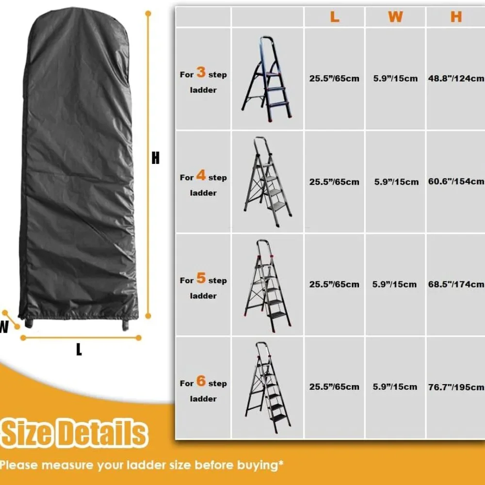 Folding Ladder Cover Dustproof & Waterproof Protector w/ Drawstring – Black